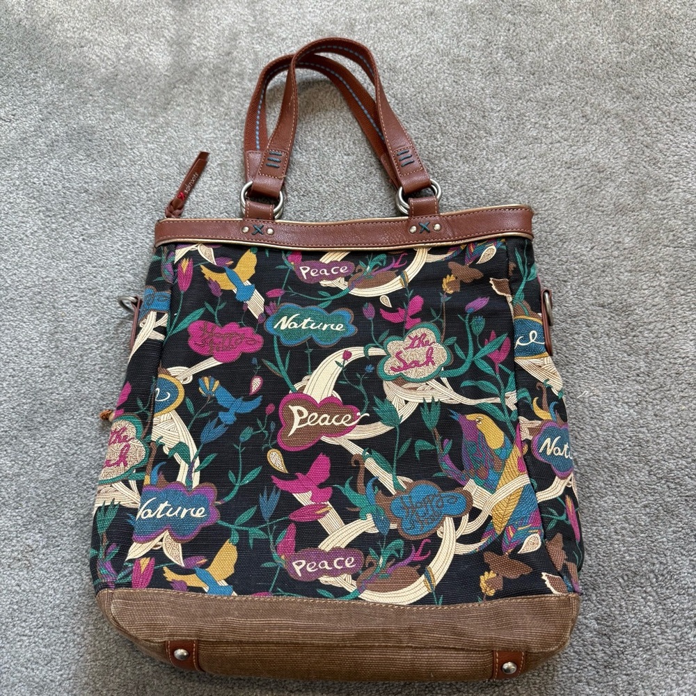 The Sak SAKROOTS Artist Circle Artillery Peace Nature Print Handbag Purse - Picture 2 of 12